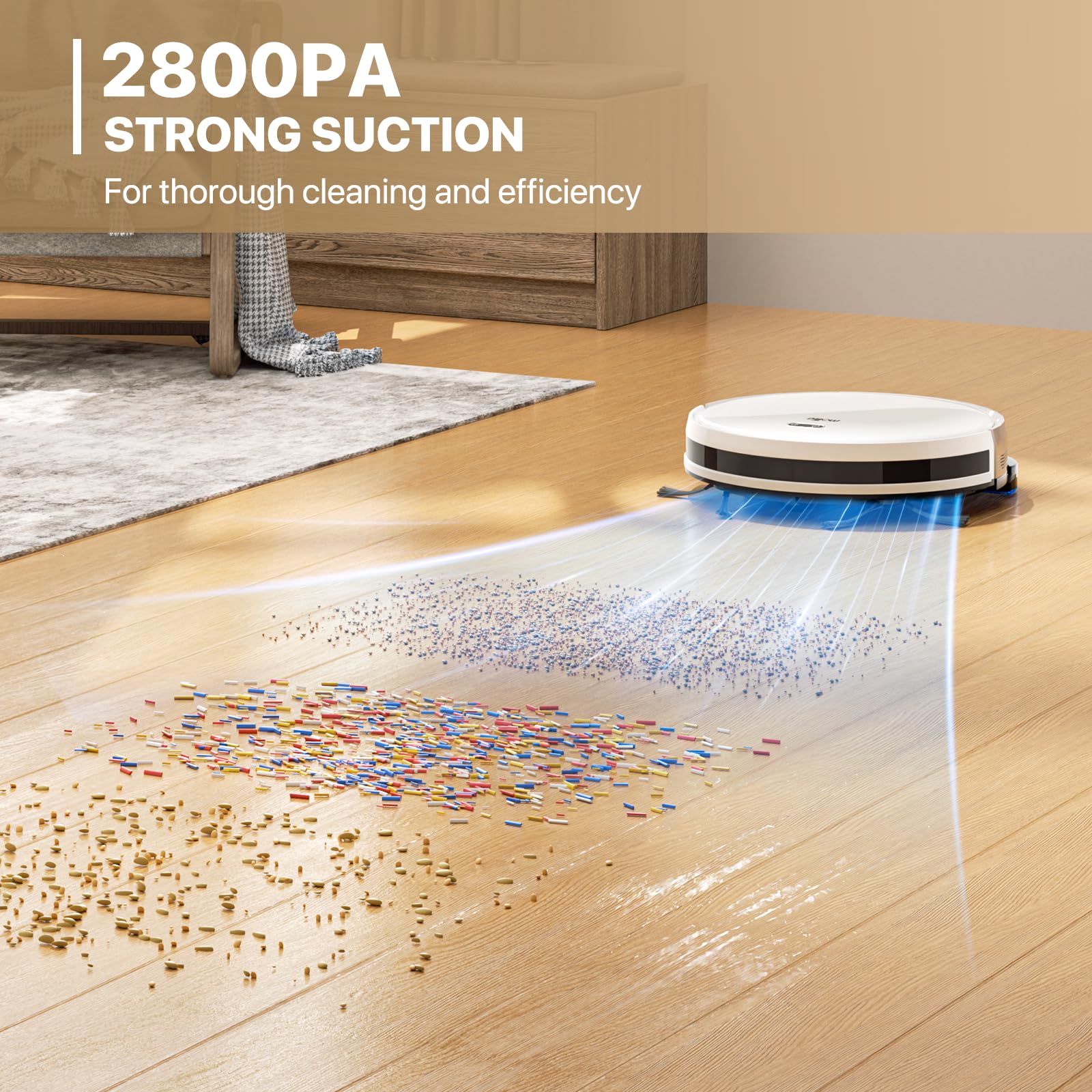 Mollie Wi-Fi Robot Vacuum & Mop, 2800Pa, Self-Charging - for Hard Floors & Carpets
