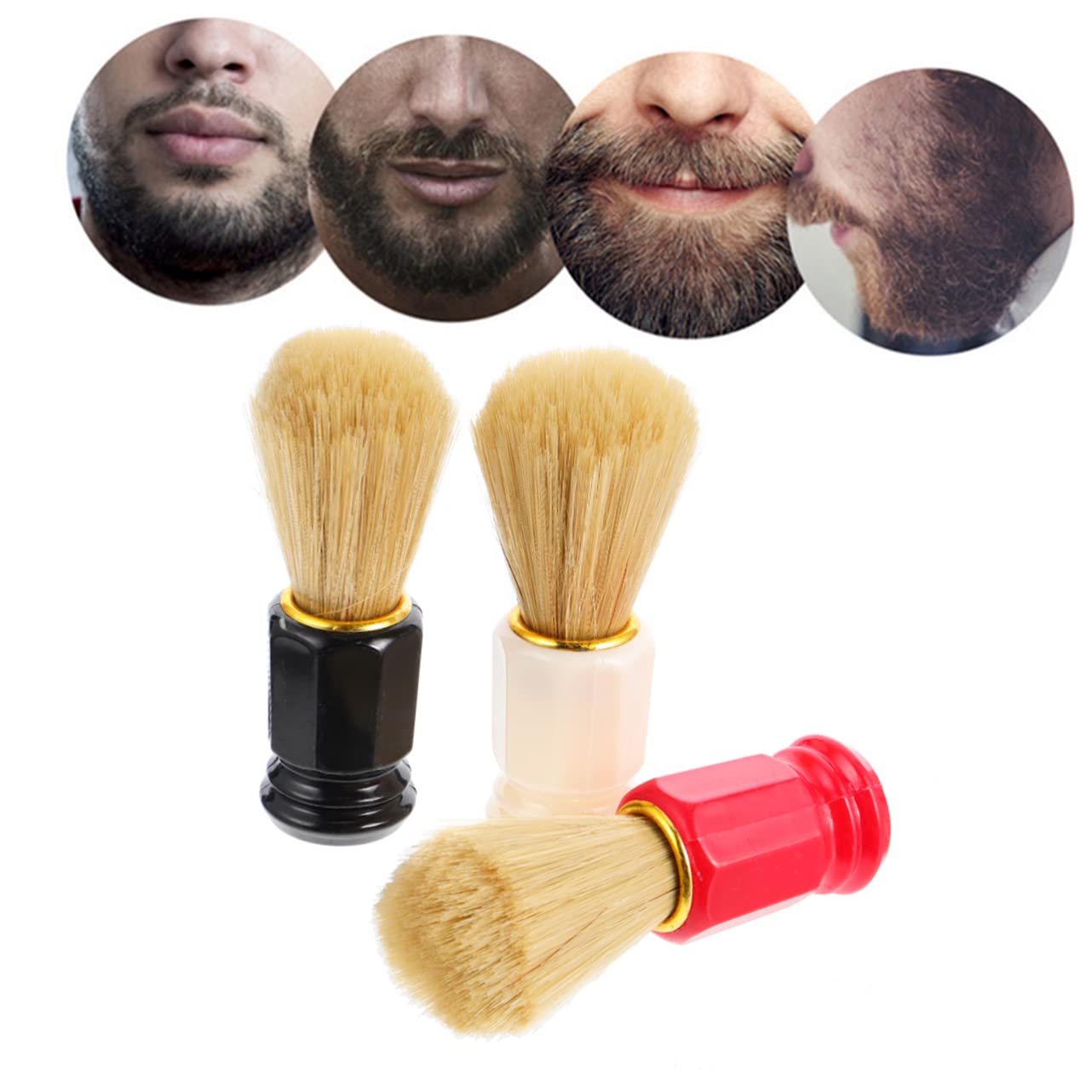 FRCOLOR 3-Piece Badger Hair Shaving Brush Set for Men - Premium Beard & Facial Grooming Kit with Neck Brush & Face Duster - Perfect for Daily Shaving, Beard Shaping & Men's Grooming Routine at Home or Travel