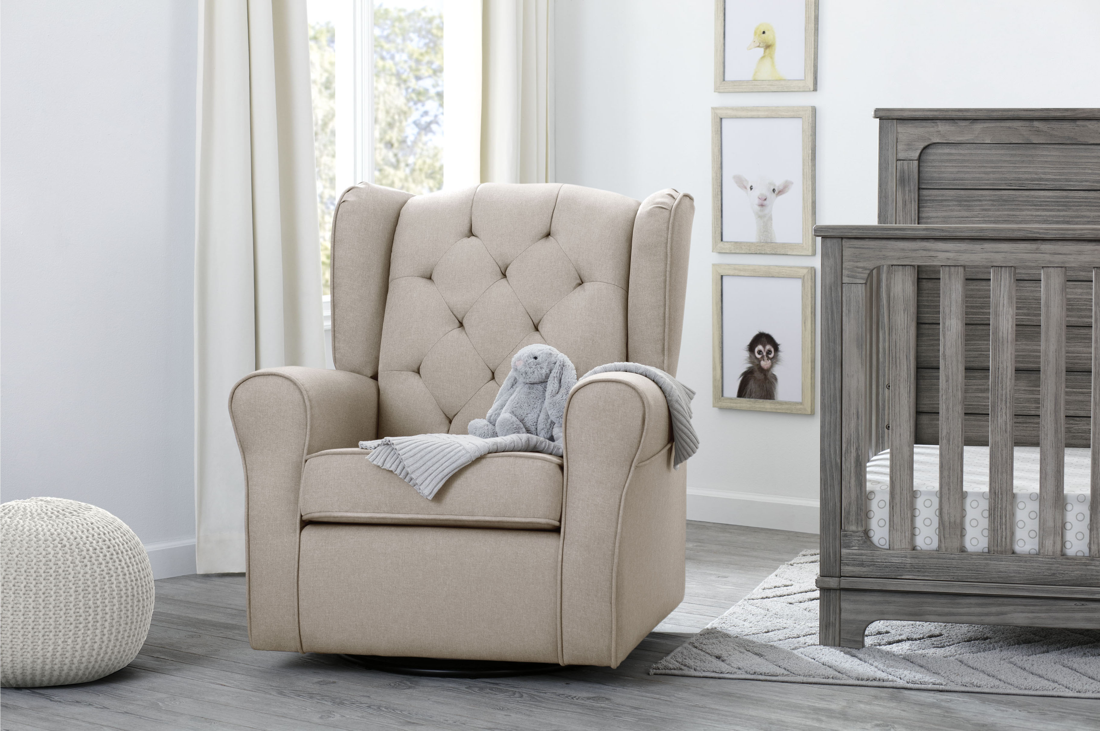 Emma Nursery Glider Swivel Rocker Chair - Comfortable Upholstered Baby Rocking Chair for Nursery, Breastfeeding & Relaxation - Perfect for Nurseries, Bedrooms & Living Rooms