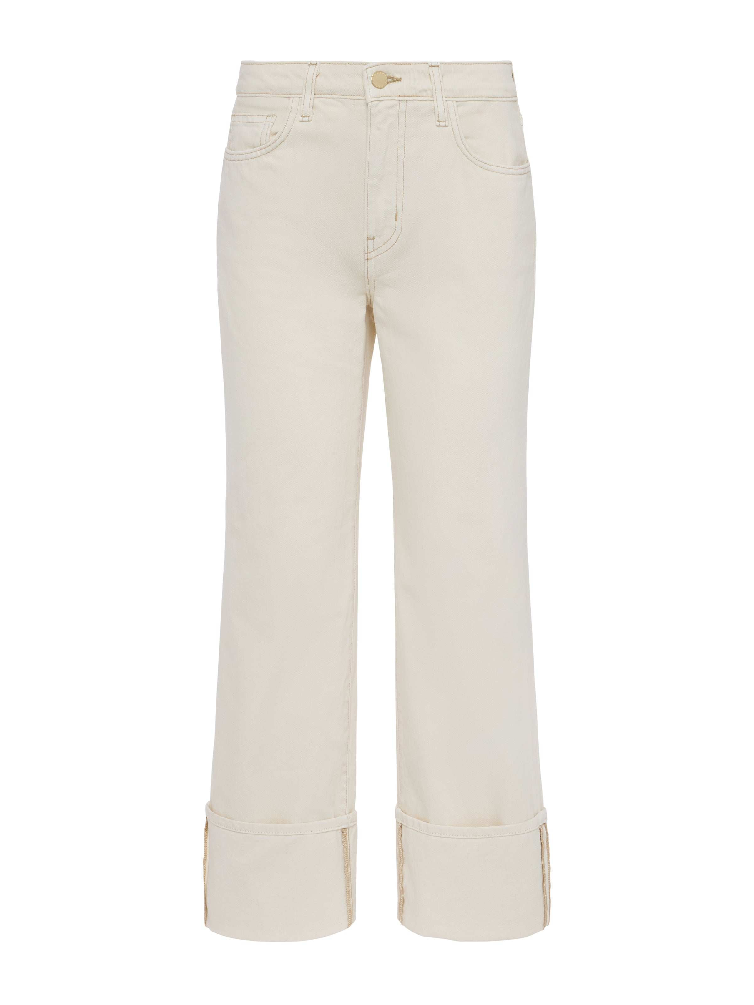 Leighton Cropped Cuffed Jean - Women's High Waist Distressed Denim Pants for Casual Outfits & Street Style