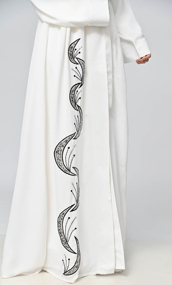 Islamic Hand & Machine Embroidered Shrug Bisht with Inner Lining - Elegant Abaya Cover for Women - Perfect for Weddings, Eid Celebrations & Special Occasions