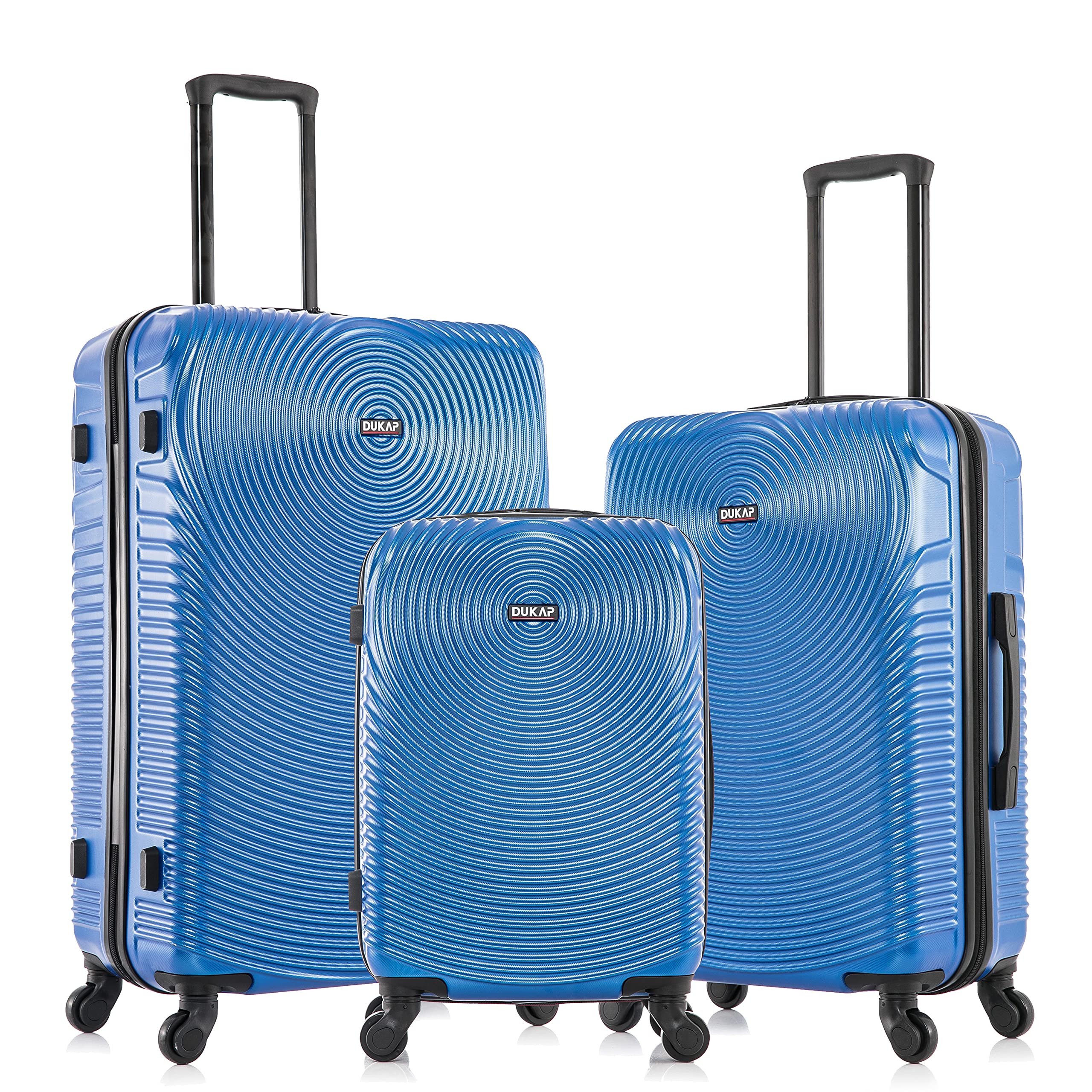 DUKAP INCEPTION 3-Piece Hardshell Luggage Set with Spinner Wheels - 20in, 24in, 28in Lightweight Durable Suitcases with Trolley Handle - Perfect for Air Travel, Business Trips & Family Vacations - Blue