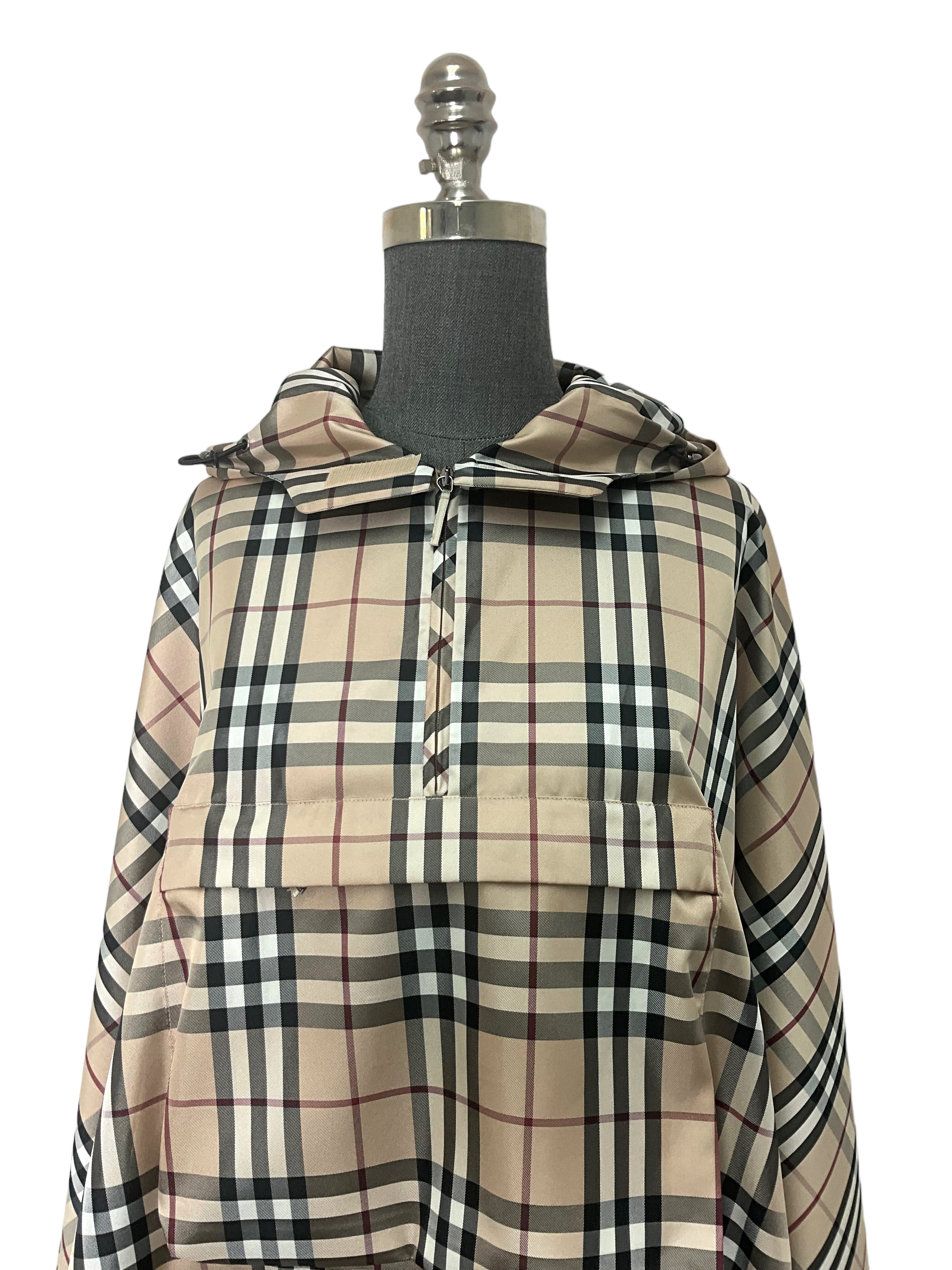 Burberry Nova Check Hooded Poncho - Classic Plaid Wool Blend Cape for Women | Perfect for Fall & Winter Fashion, Outdoor Activities & Travel