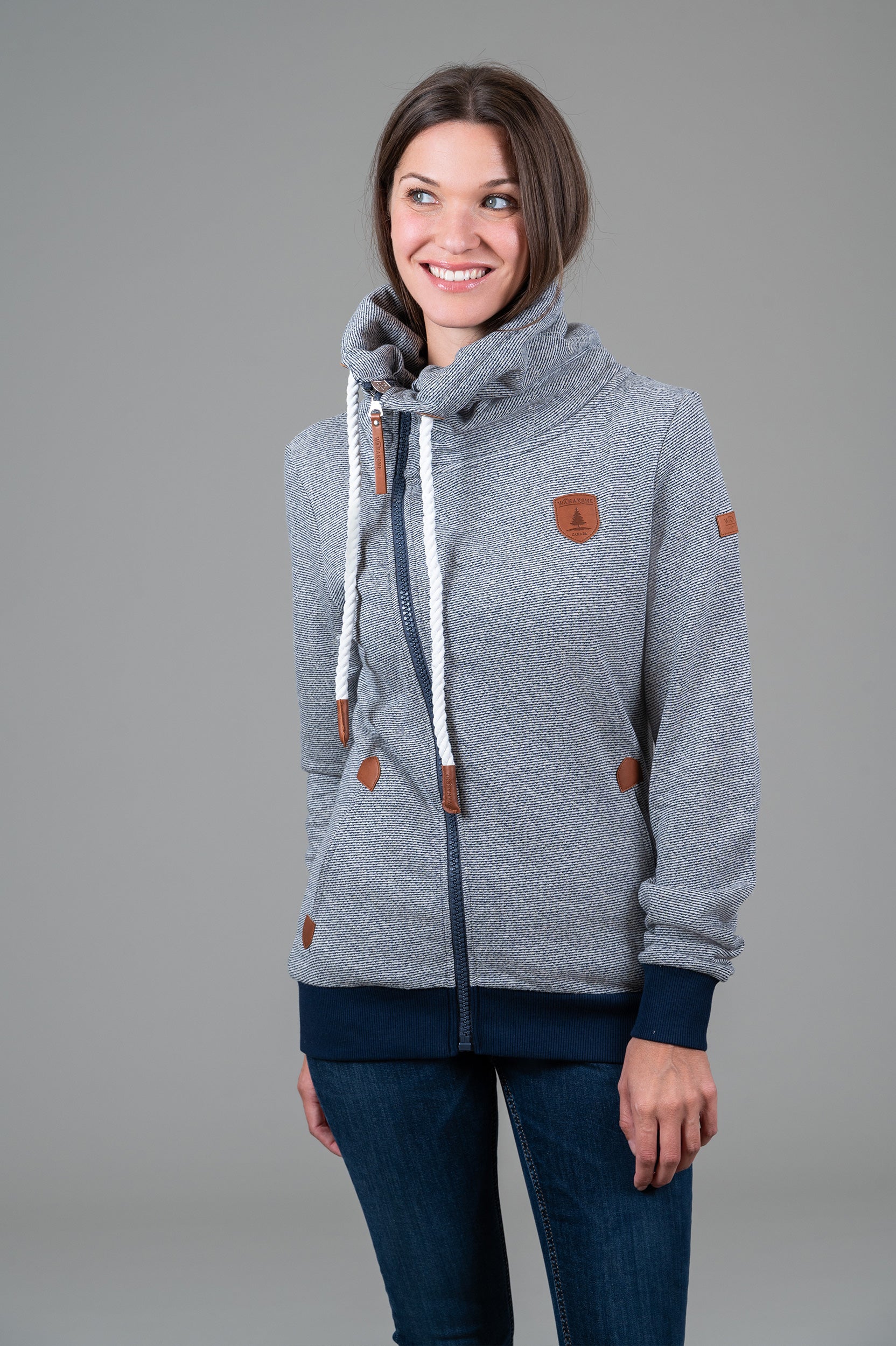 Coco Navy Microstripe Sweatshirt for Women - Soft Cotton Pullover with Stylish Stripes | Perfect for Casual Wear, Layering & Cozy Outfits