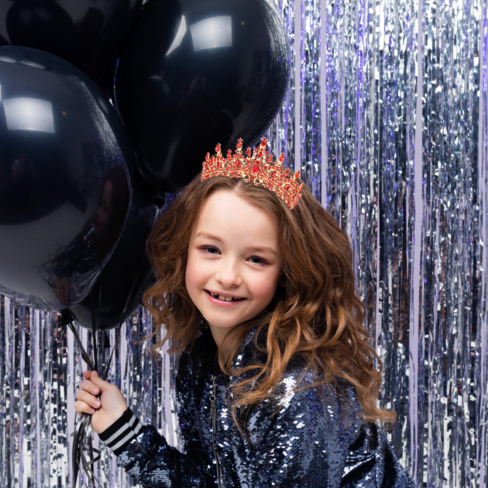 Elegant Red Crystal Birthday Tiara Crown for Women & Girls - Princess Headband with Combs, Perfect for Birthday Parties, Cake Toppers & Gifts | Sparkling Hair Accessories for Weddings, Prom & Special Occasions