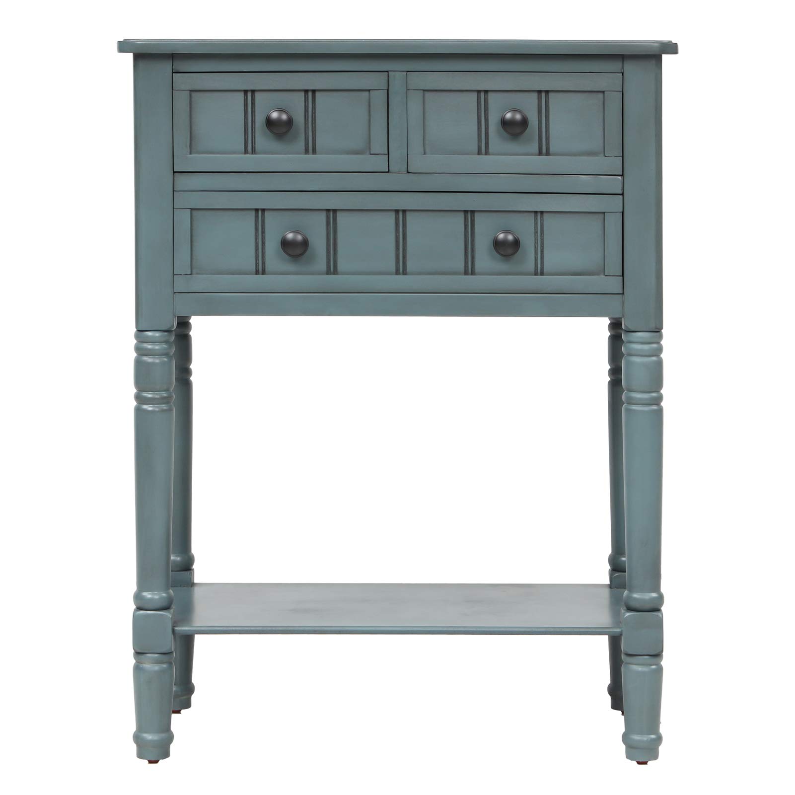 Slim Narrow Console Table with 3 Storage Drawers & Bottom Shelf - Navy Blue Sofa Table for Living Room, Entryway, Hallway | Perfect Behind Couch Desk for Small Spaces & Home Decor