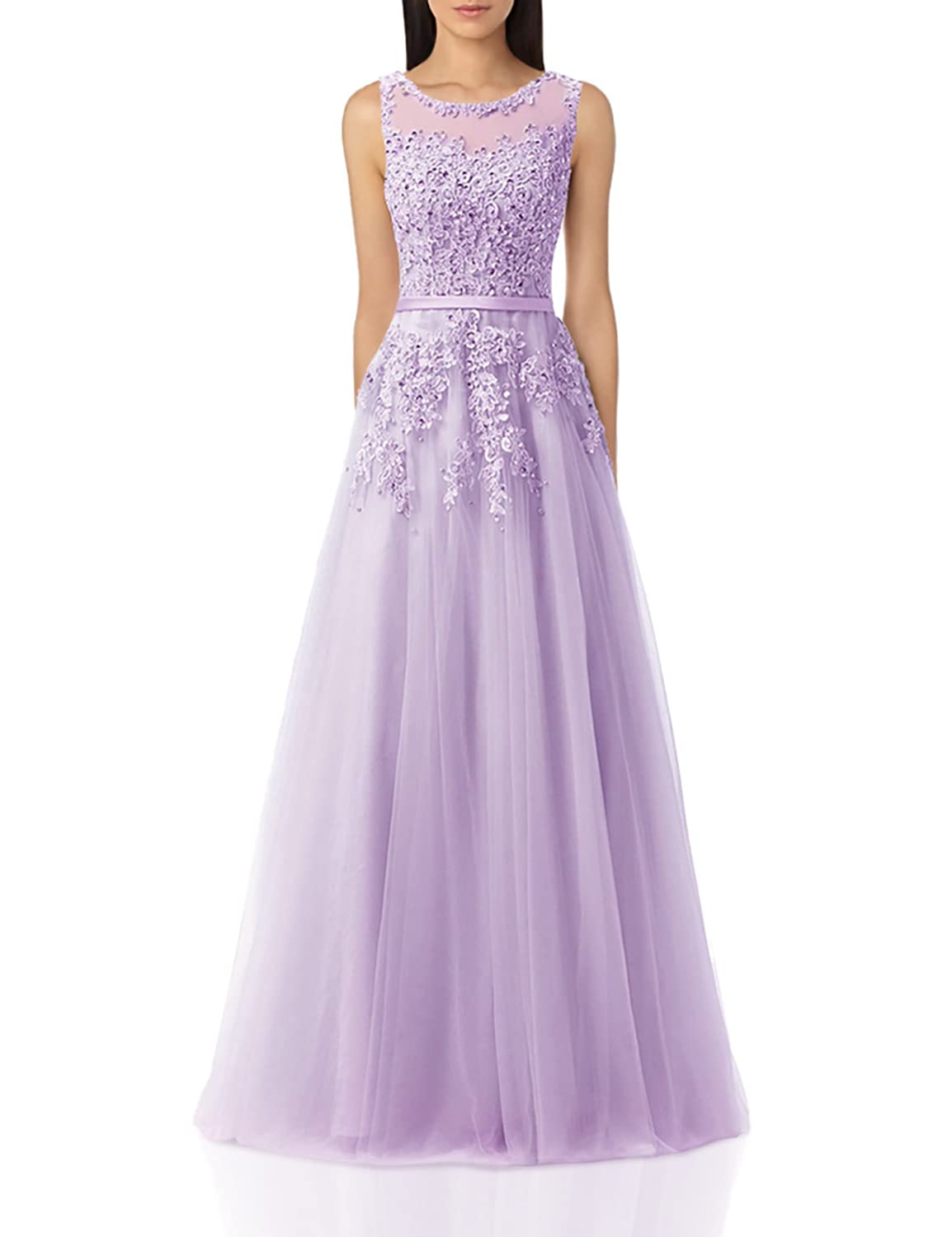 Elegant Long Prom Dress with Lace & Tulle Appliques - A-Line Formal Evening Gown for Homecoming, Wedding, and Special Occasions