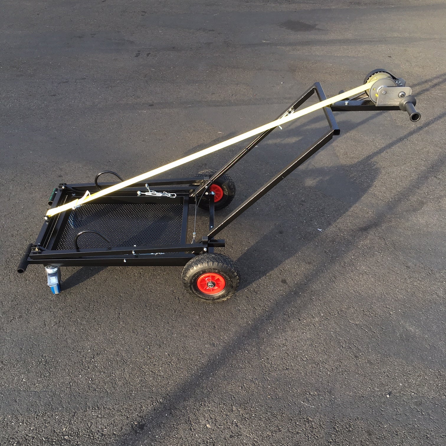 IM Black Semi Automatic Kart Stand with Hand Winch and Hooks - Heavy Duty Go Kart Lift for Easy Maintenance & Storage - Perfect for Racing Enthusiasts & DIY Garage Workshops