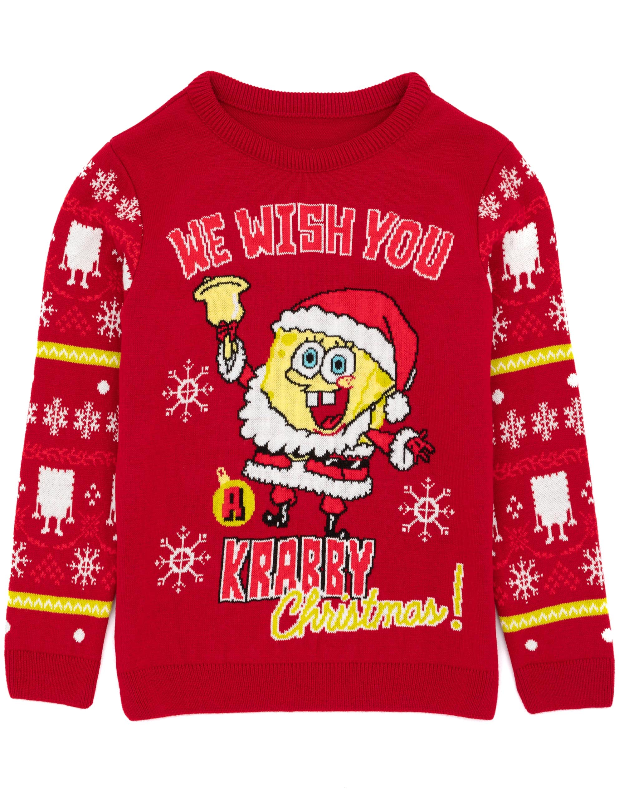 SpongeBob SquarePants Christmas Sweater for Kids - Festive Red Knit Santa Krabby Holiday Pullover for Boys & Girls | Perfect Gift for Christmas Parties, Family Photos & Winter Celebrations