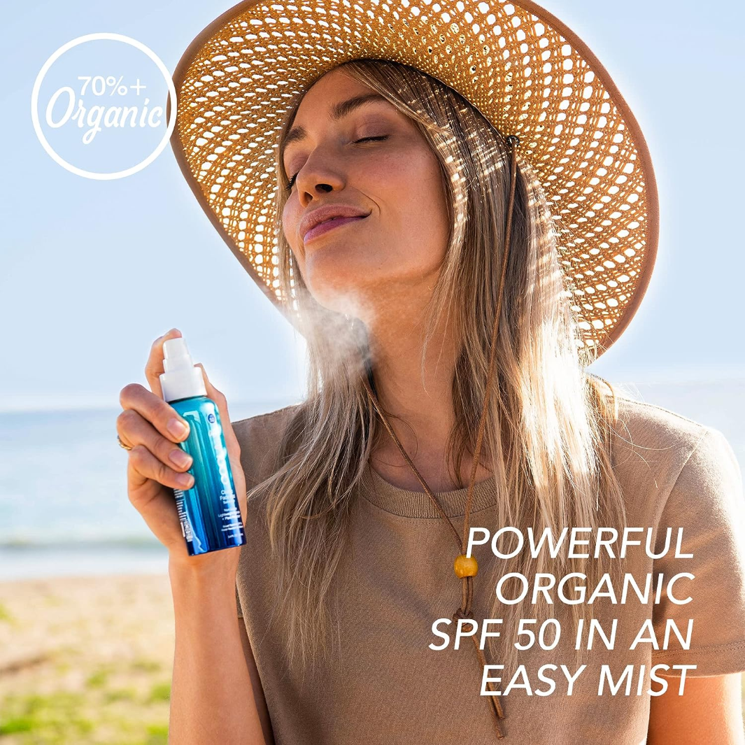 COOLA Classic Face Organic Sunscreen Mist SPF 50 - Lightweight, Non-Greasy, Reef-Safe Sun Protection for Daily Use & Outdoor Activities