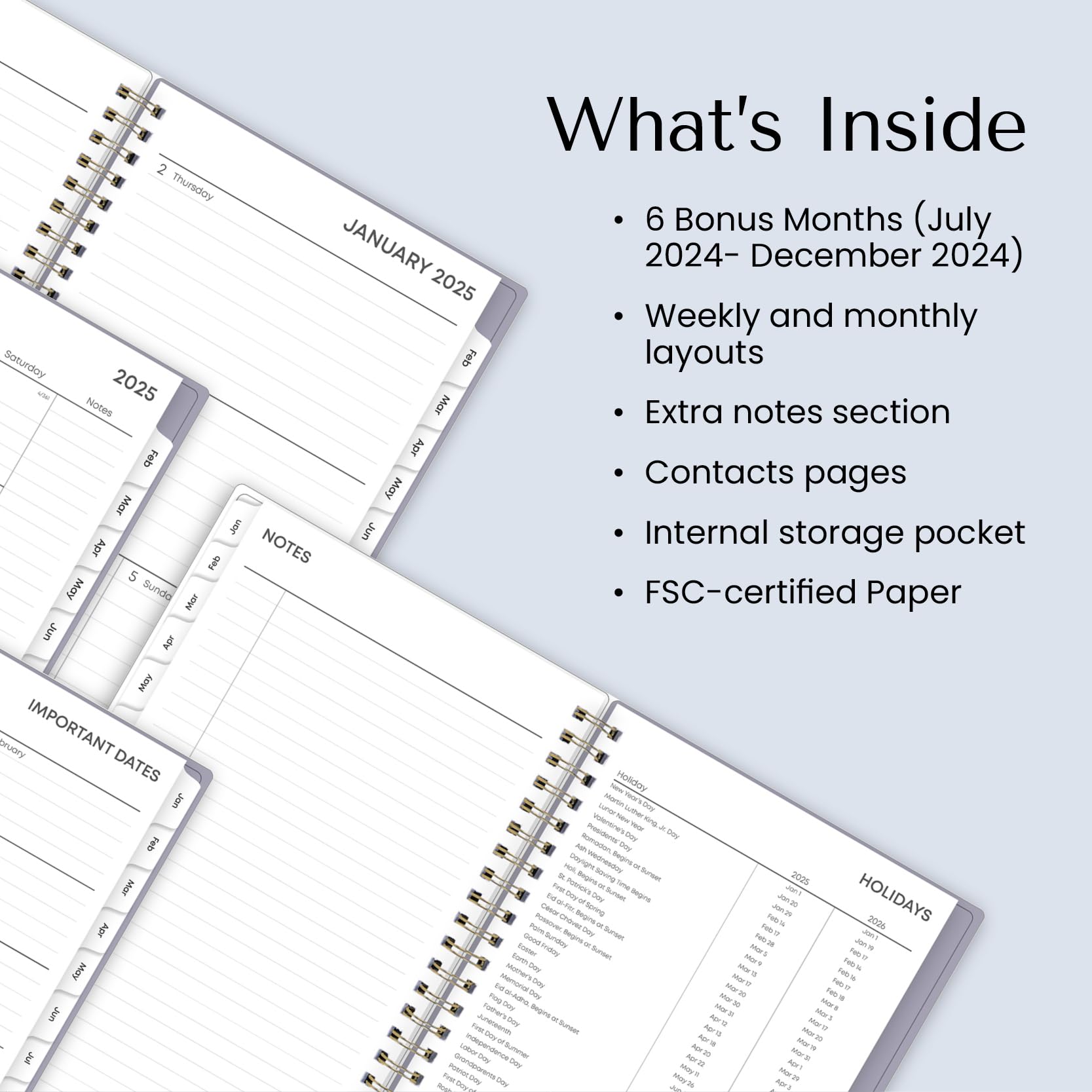 Blue Sky 2025 Weekly & Monthly Planner Calendar | Jan 2025-Dec 2025 | 5