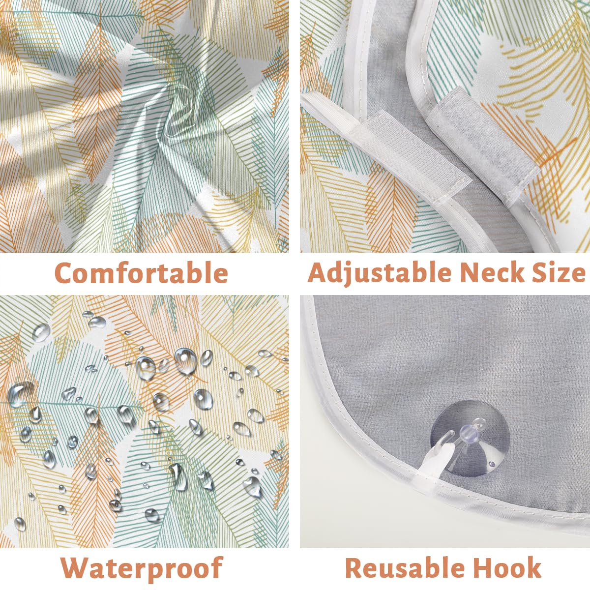 Doodle Pattern Leaves Sketch Beard Bib Hair Catcher for Men - Non-Stick Shaving Apron with Suction Cups - Grooming Cloth for Beards - Perfect Birthday Gift for Husband & Dad - Ideal for Home Barbering & Personal Grooming