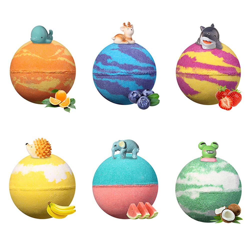 Healifty 6-Piece Essential Oil Bath Set with Sea Salt & Animal Shapes for Relaxing Bubble Spa | Body Wash & Aromatherapy for Stress Relief & Self-Care
