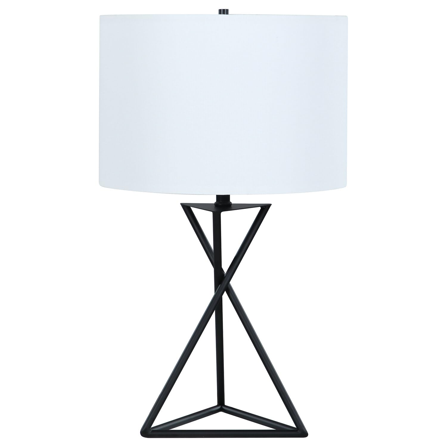 Coaster Home Furnishings White and Black Drum Table Lamp - Modern Bedside Lighting for Bedroom, Living Room & Office Decor