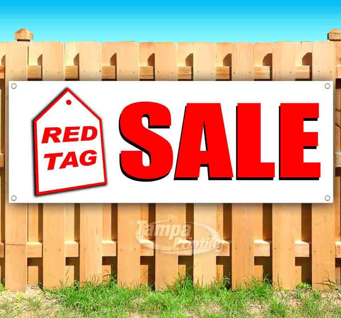 13 oz Heavy-Duty Vinyl Red Tag Offer Banner - Single-Sided with Metal Grommets | Durable Non-Fabric Sign for Sales, Promotions & Store Displays