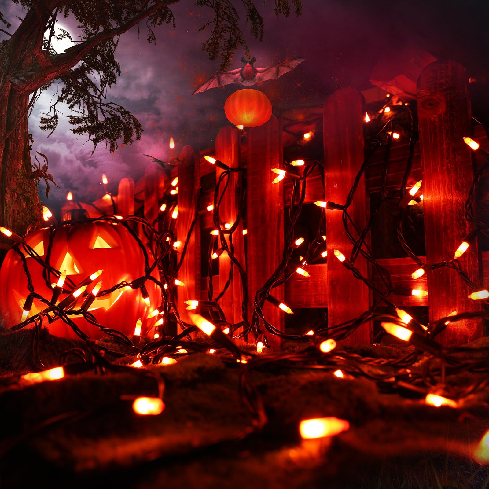 Toodour Orange Halloween String Lights - 12.5ft 50 Count UL Certified Connectable Mini Bulbs for Home, Garden, Porch & Party Decor | Perfect for Halloween Decorations, Outdoor Lighting & Holiday Festive Atmosphere