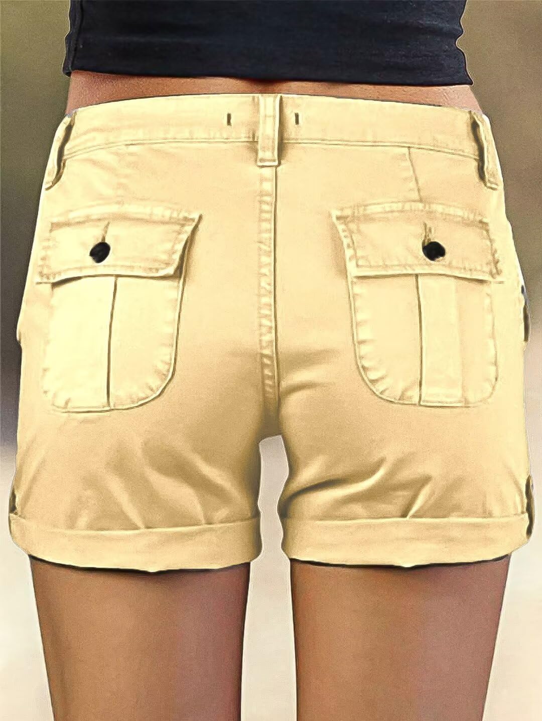 Flamingals Women's Cargo Shorts - Mid Waist Summer Hiking Shorts with Flat Pockets | Trendy Casual & Outdoor Wear for Hiking, Travel, and Everyday Comfort