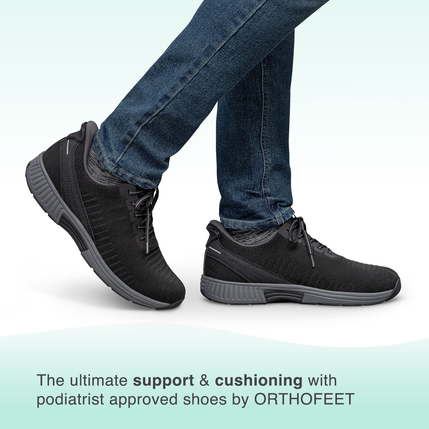 Orthofeet Men's Hands-Free Slip-On Sneakers - Orthopedic Support Knit Shoes for Plantar Fasciitis & Foot Pain Relief - Perfect for Walking, Travel & Everyday Comfort