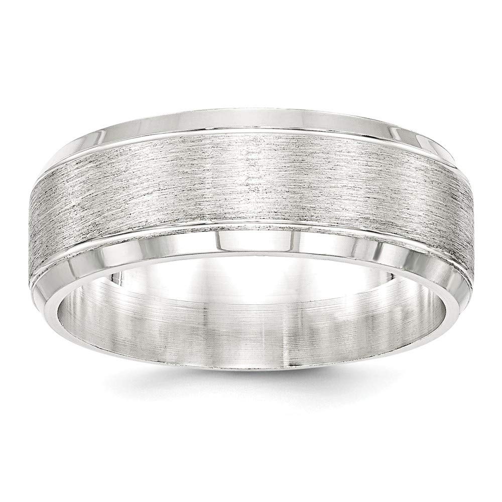 925 Sterling Silver Engravable Beveled Edge 8mm Brushed Wedding Band Ring for Women - Size 7-13.5, Anniversary Gift, Promise Ring, Stackable Jewelry for Everyday Wear & Special Occasions