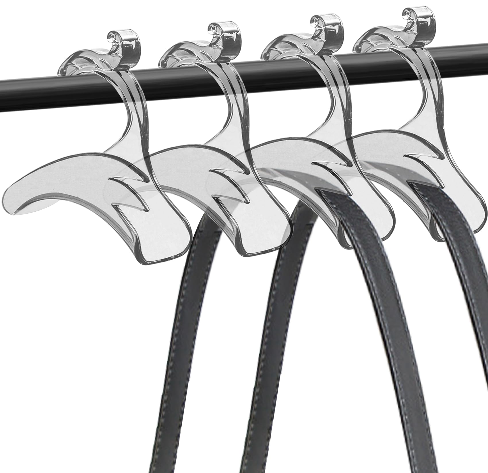 4-Pack Acrylic Purse Hangers for Closet - Handbag Organizer to Protect Bag Shape & Save Space (Black) | Perfect for Home, Office & Travel Organization