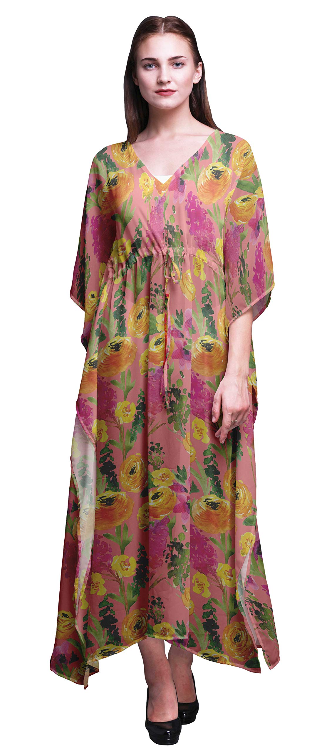 Bimba Beach Kaftan - Women's Flowy Maxi Dress Bikini Cover Up | Long Summer Kimono Caftan for Pool, Beach Vacation & Boho Outfits