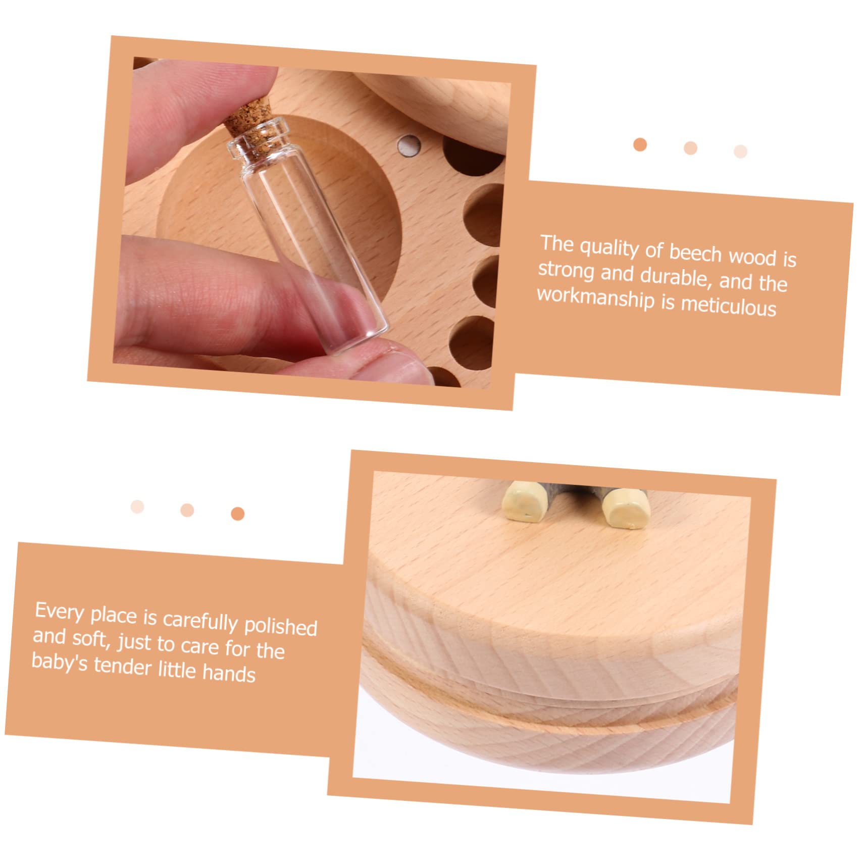 VICASKY 3-Piece Baby Tooth Keepsake Box Set - First Tooth Holder for Kids, Natural Beech Wood Memory Box for Lost Teeth | Perfect for Baby's First Tooth, Tooth Fairy Gifts & Childhood Memorabilia Storage