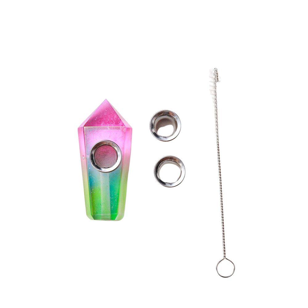 Mini Crystal Smoke Pipe - Electroplated Rainbow Reiki Quartz Glass Pipe for Herbal Use | Portable & Elegant Design for Meditation, Relaxation, and Spiritual Rituals