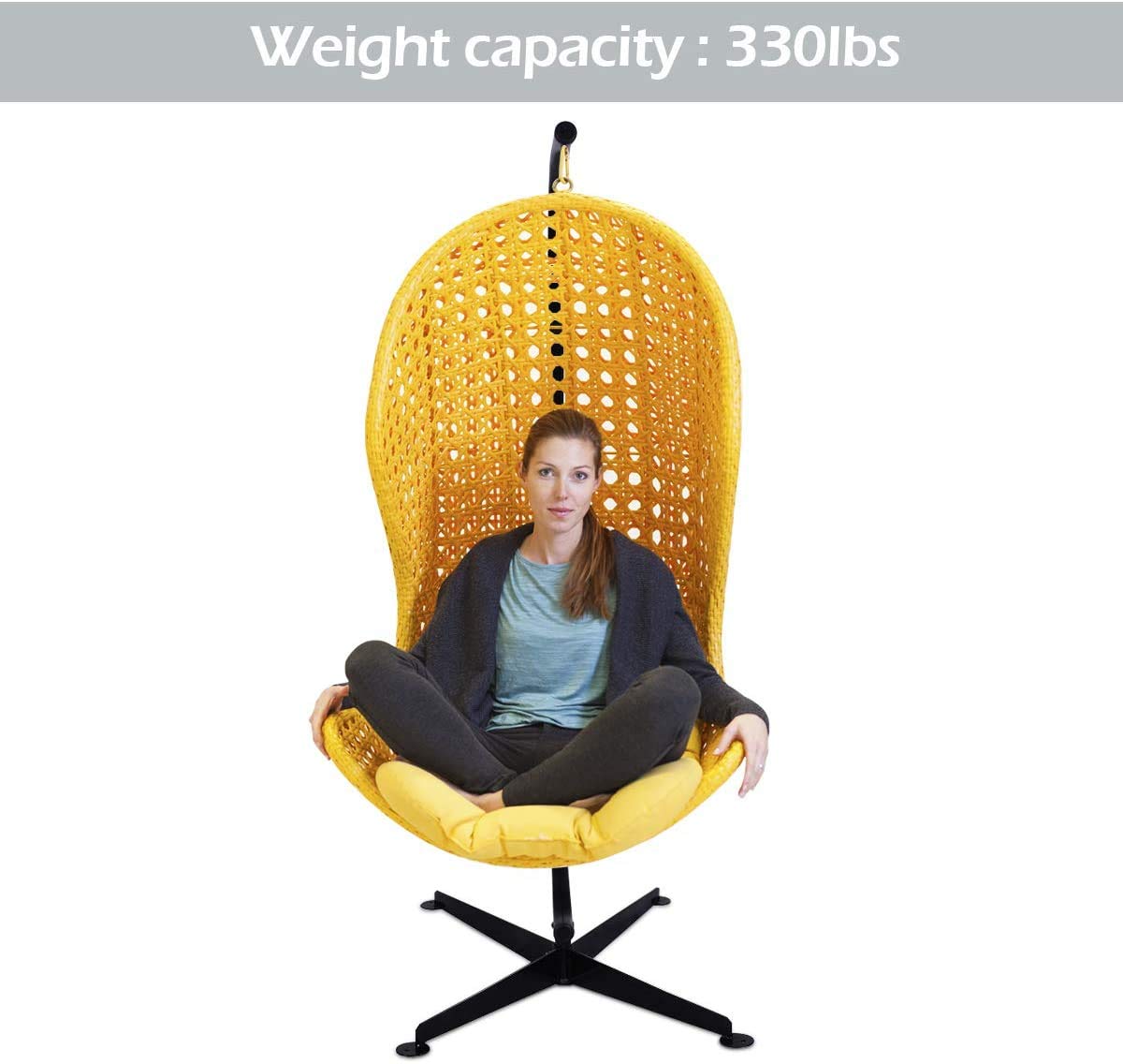 ReunionG Heavy Duty Steel Hammock Stand - 500lb Capacity C-Stand for Hanging Chairs & Porch Swings | Weather-Resistant Metal Frame with 360° Rotation | Perfect for Patio, Backyard, Garden & Indoor Relaxation