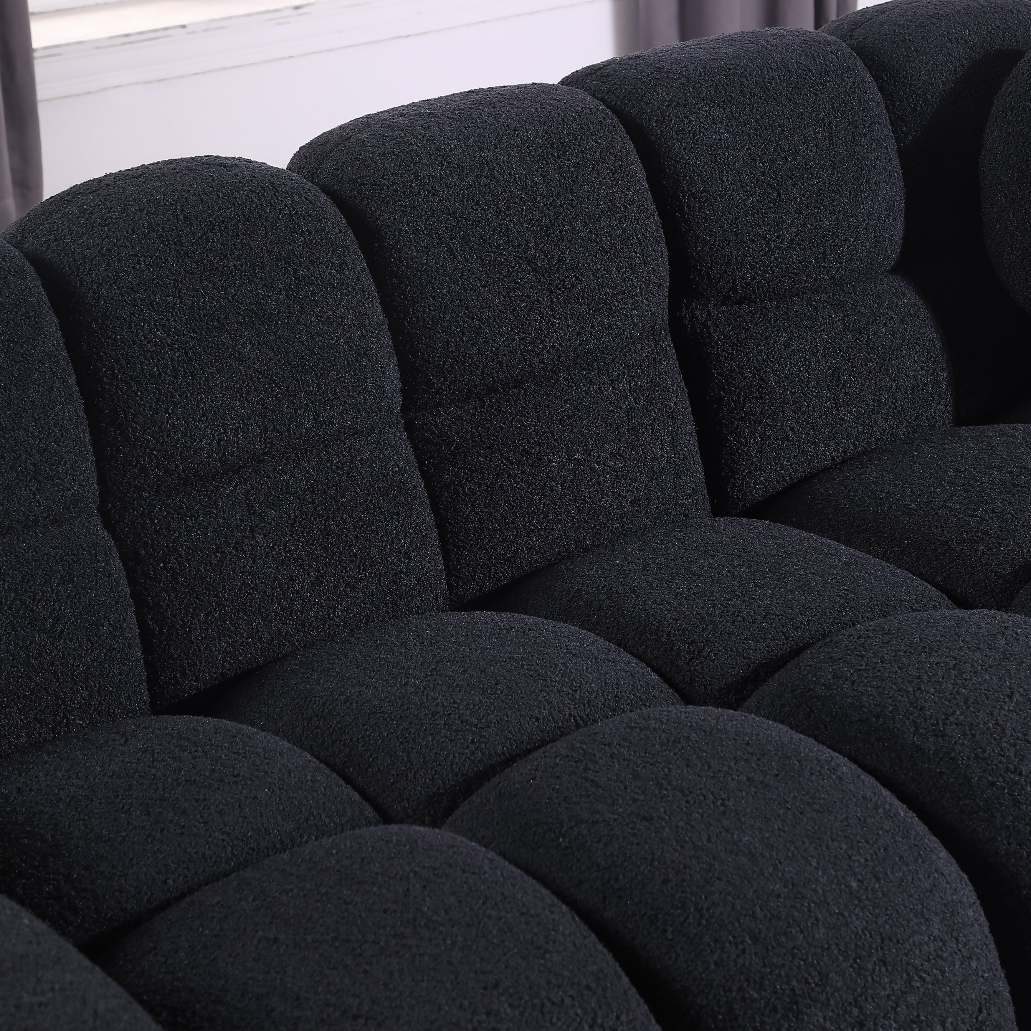 Beige Boucle 3-Seater Sofa - Marshmallow Design with Plush Cushions for Small Living Rooms | Cozy Modern Apartment Furniture for Lounge & Entertaining