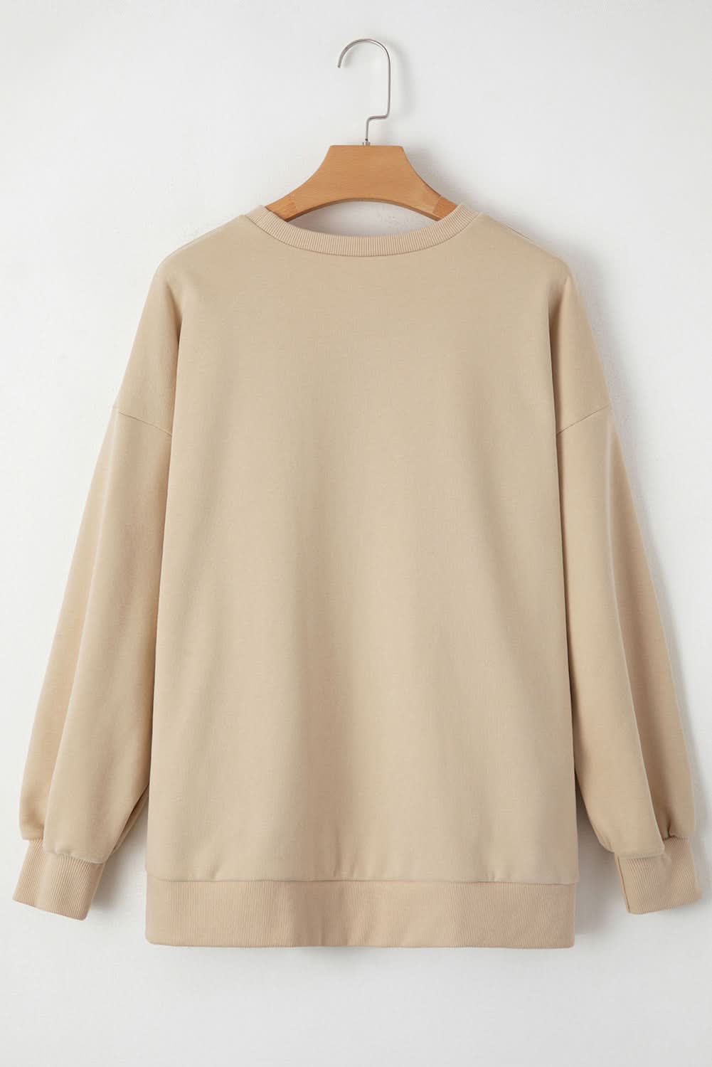 Apricot Solid Fleece Lined Drop Shoulder High Low Sweatshirt for Women - Cozy Oversized Pullover for Casual Wear, Street Style & Loungewear