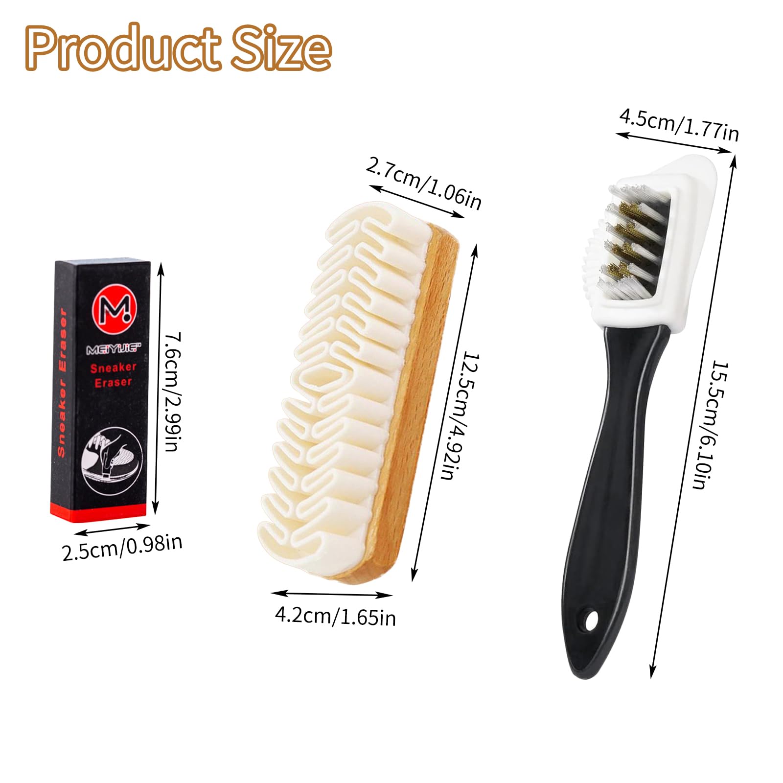 Premium Suede & Nubuck Shoe Brush with Cleaning Eraser - 4-Sided Multifunctional Brass Bristle Shoe Cleaner for Boots, Sneakers & Leather Shoes - Perfect for Home, Office & Travel Shoe Care