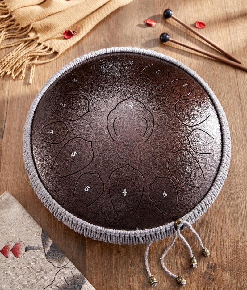 14 Steel Tongue Drum C Tune 15 Notes - Harmonic Lotus Handpan with Carry Case for Meditation, Yoga, Music Therapy & Relaxation