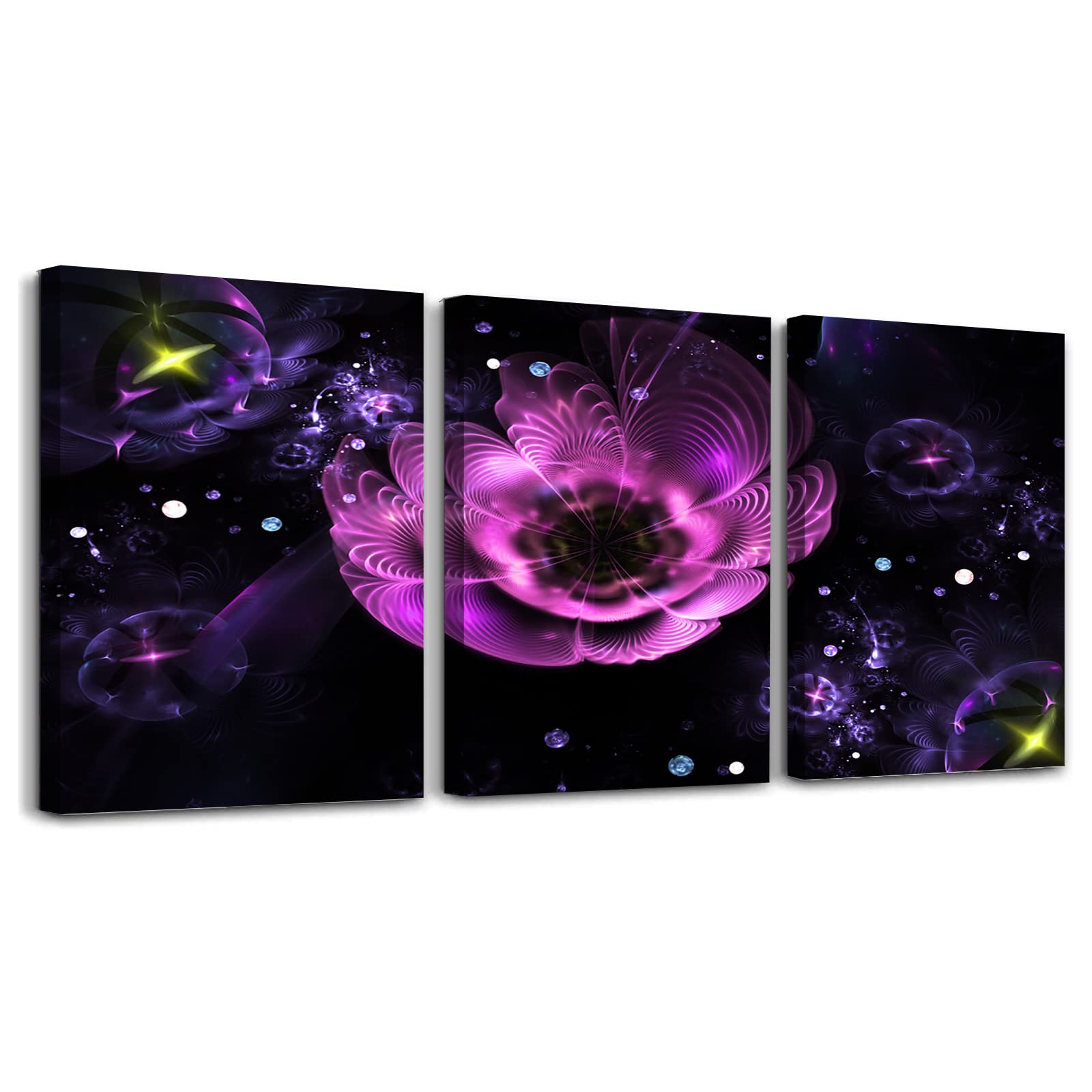 Abstract Flower Canvas Wall Art - Farmhouse Decor for Living Room & Kitchen - 3 Panels Ready to Hang