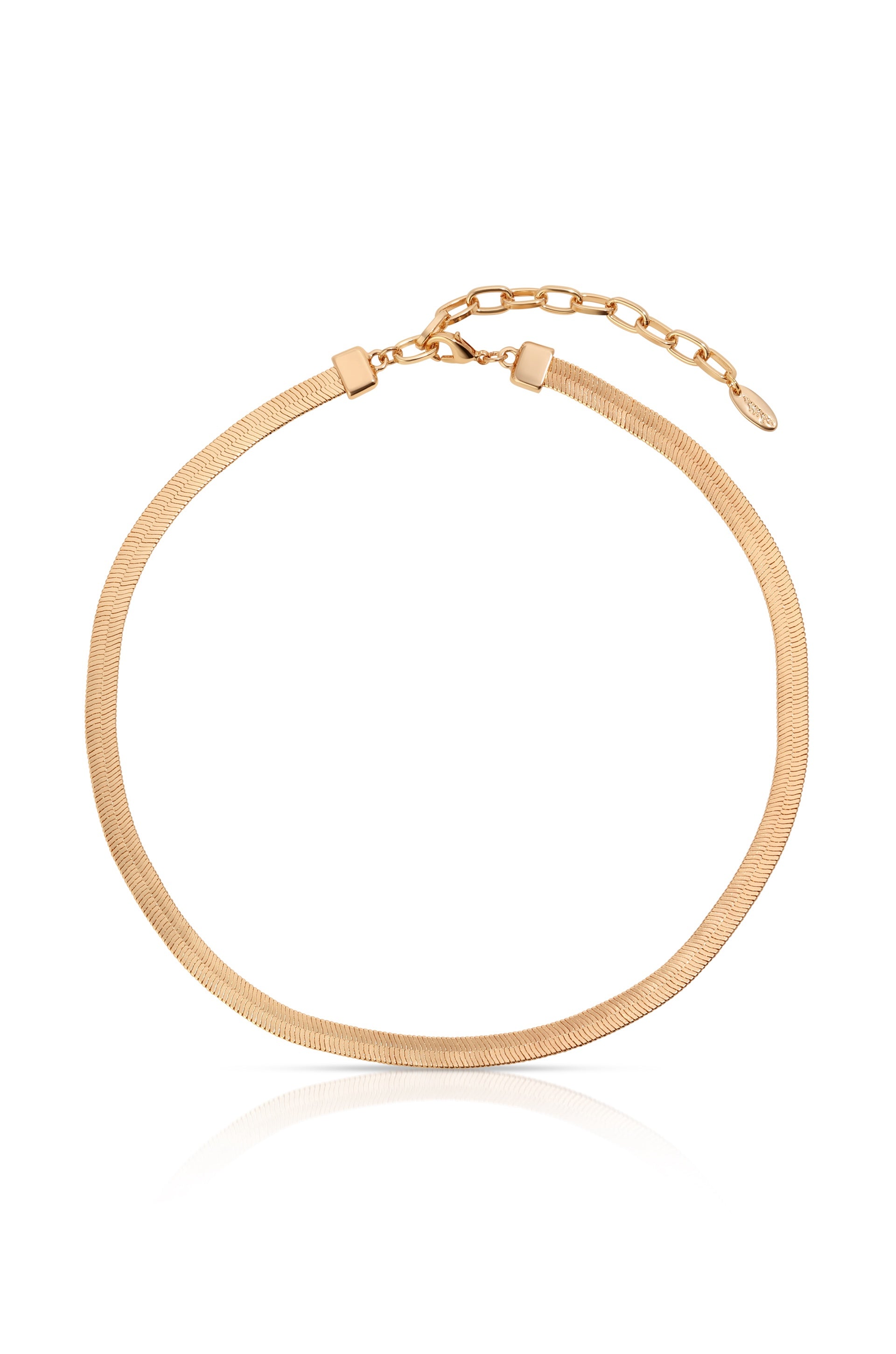 Brooklyn Flat Herringbone Chain Necklace - 14K Gold Plated Stainless Steel Women's Jewelry | Perfect for Everyday Wear, Date Nights & Special Occasions