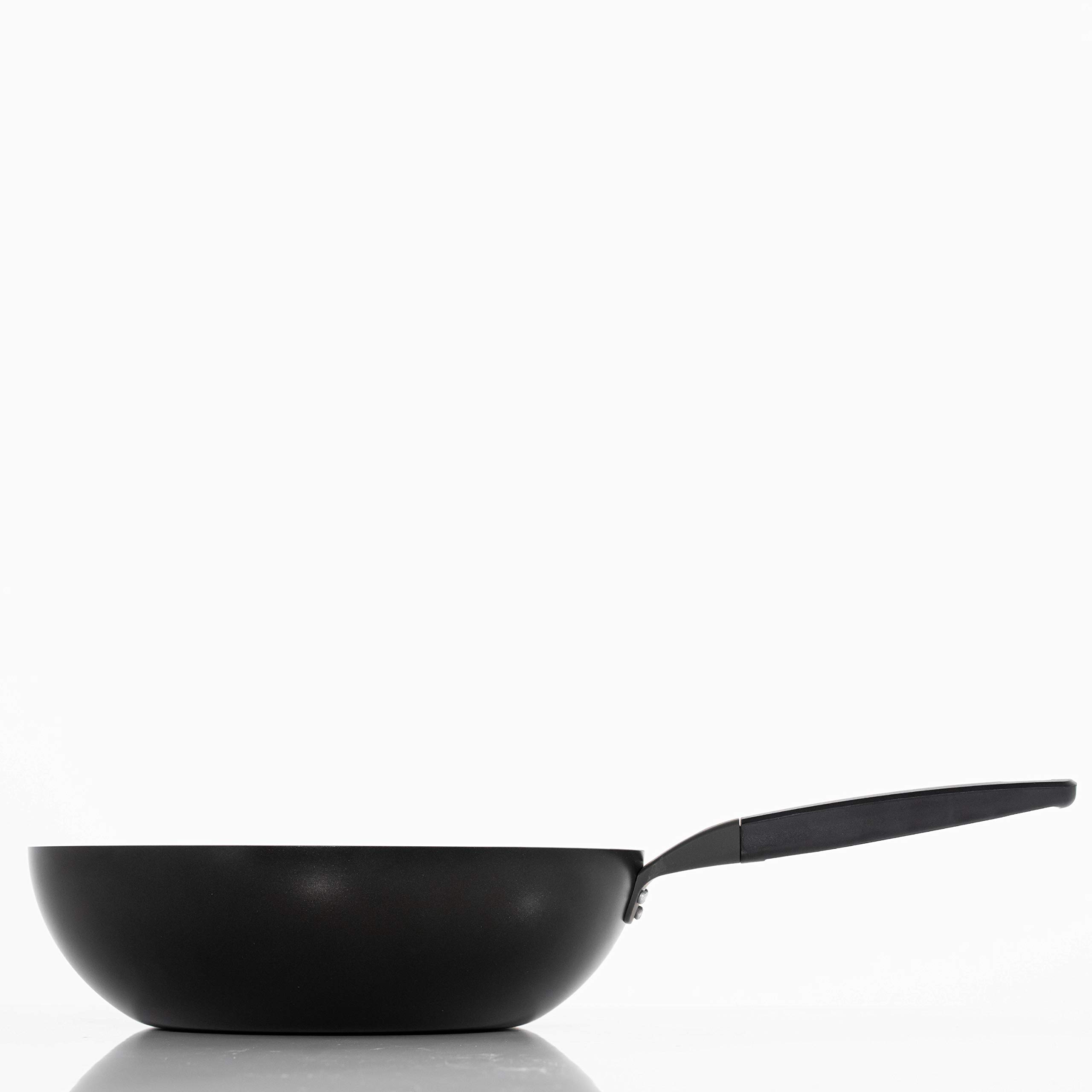 LocknLock 13 Inch Hard & Light Black Wok - Hard Anodized Aluminum Nonstick Cookware with Ergonomic Bakelite Handle, PFOA Free, Induction Compatible, Dishwasher & Oven Safe - Perfect for Stir-Frying, Sautéing & Asian Cooking