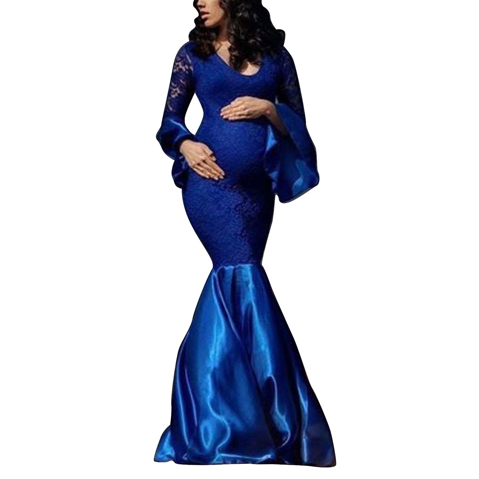 Elegant Lace Maternity Dress for Photoshoot & Baby Shower - Flowy Chiffon Pregnancy Gown for Women | Perfect for Maternity Photos, Bridal Showers & Special Occasions