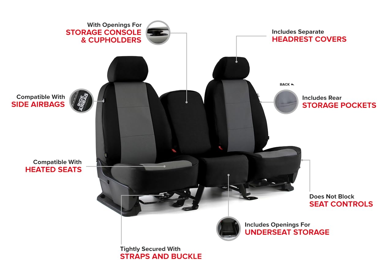 Waterproof Cordura Rear Seat Covers for Dodge Charger (2015-2019) - Black 60/40 Split Back with Solid Bottom, Pullout Console Storage & 3 Headrests | Durable Car Seat Protectors for Pets, Kids & Everyday Use