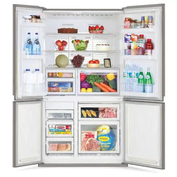 Mitsubishi Electric 580L French Door Refrigerator in Argent Silver - Energy Efficient Large Capacity Fridge for Modern Kitchen & Open Floor Plan Homes