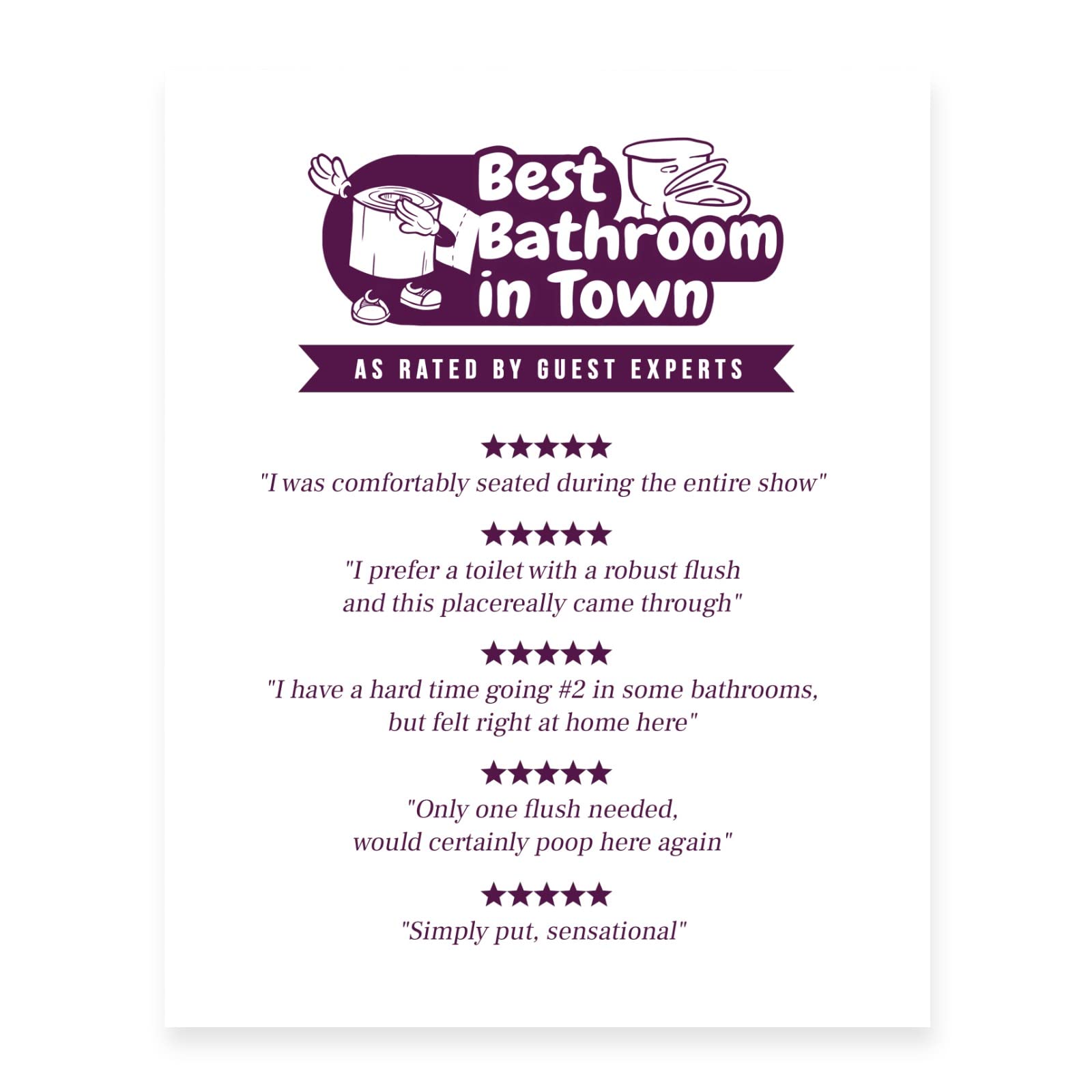 GSM Brands Bathroom Rating Sign - Funny Wall Art Print for Home Decor, Unframed 8x10 Inches on Premium Matte Paper - Perfect for Powder Room, Guest Bathroom & Housewarming Gifts