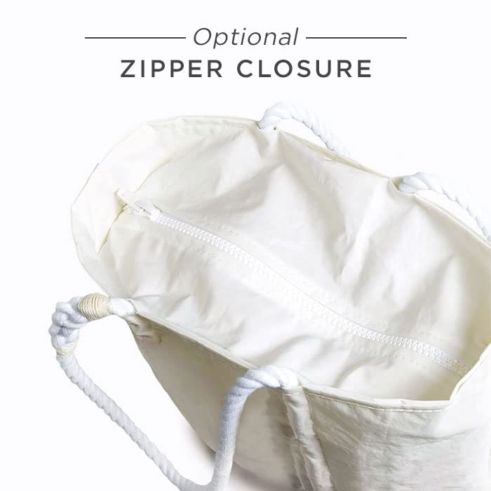 Eco-Friendly Recycled Sailcloth Medium Tote Bag - Navy & White Sand Dollar Design - Durable Rope Handles for Travel, Work & Beach | Sustainable Carry-On Tote for Women & Men | Perfect for Commuting, Shopping & Weekend Getaways