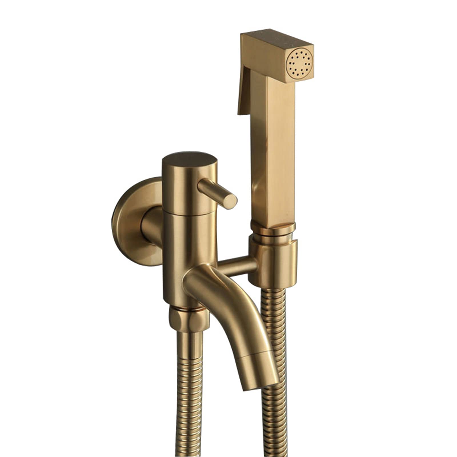 **Portable Brass Handheld Sprayer for Toilet & Baby Cloth Diaper - Brushed Gold Faucet with Hose - Easy to Install - Ideal for Feminine Wash, Pet Cleaning & Household Use**