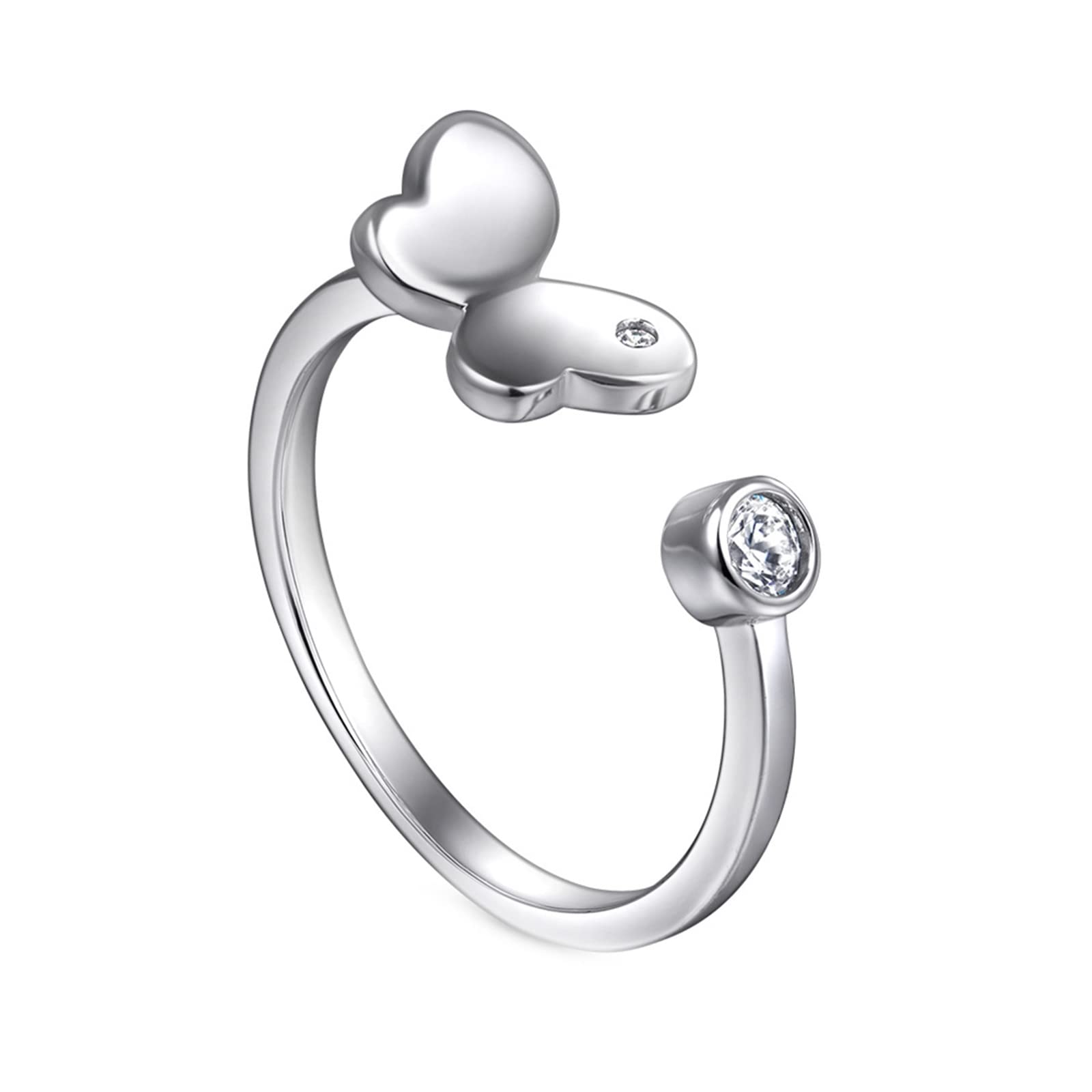 925 Sterling Silver Women's Promise Rings with 3MM Cubic Zirconia - Butterfly Open Round Ring for Girlfriend, Anniversary, Valentine's Day Gift - Perfect for Engagements, Weddings & Special Occasions