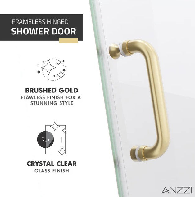 Anzzi SD AZ8075 02BG Passion Frameless Shower Door 30