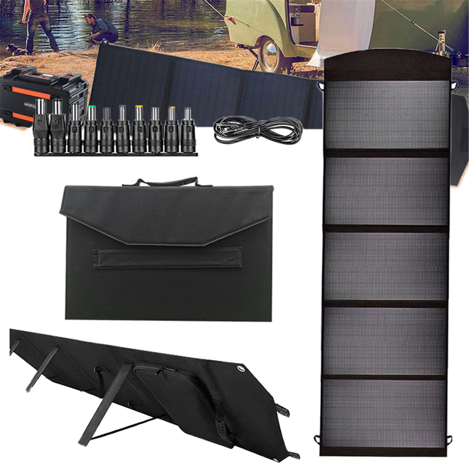 100W Portable Solar Charger with Charge Controller - Foldable Solar Panel for Camping & Outdoor - 4 Outputs (Type-C/USB/DC) Compatible with Solar Generators, Power Stations, RV, Phone, Laptop, Tablet & Camera - Ideal for Off-Grid Power, Emergency Backup & Outdoor Adventures