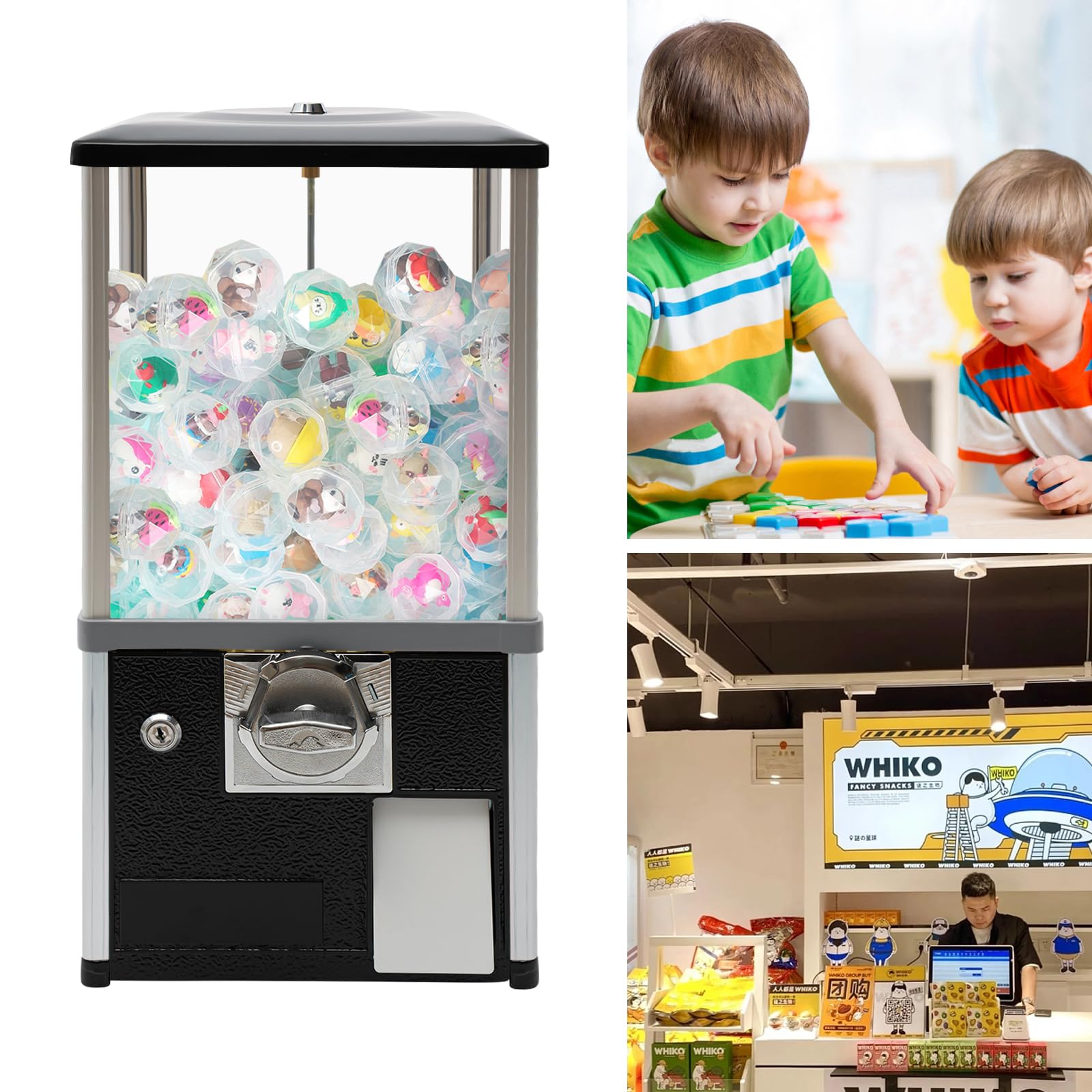 Commercial Vending Machine for Candy & Gumballs - Large Capacity Capsule Dispenser for 1.77-1.97 Inch Toys & Gadgets (US Stock) - Perfect for Arcades, Malls, Restaurants & Retail Stores