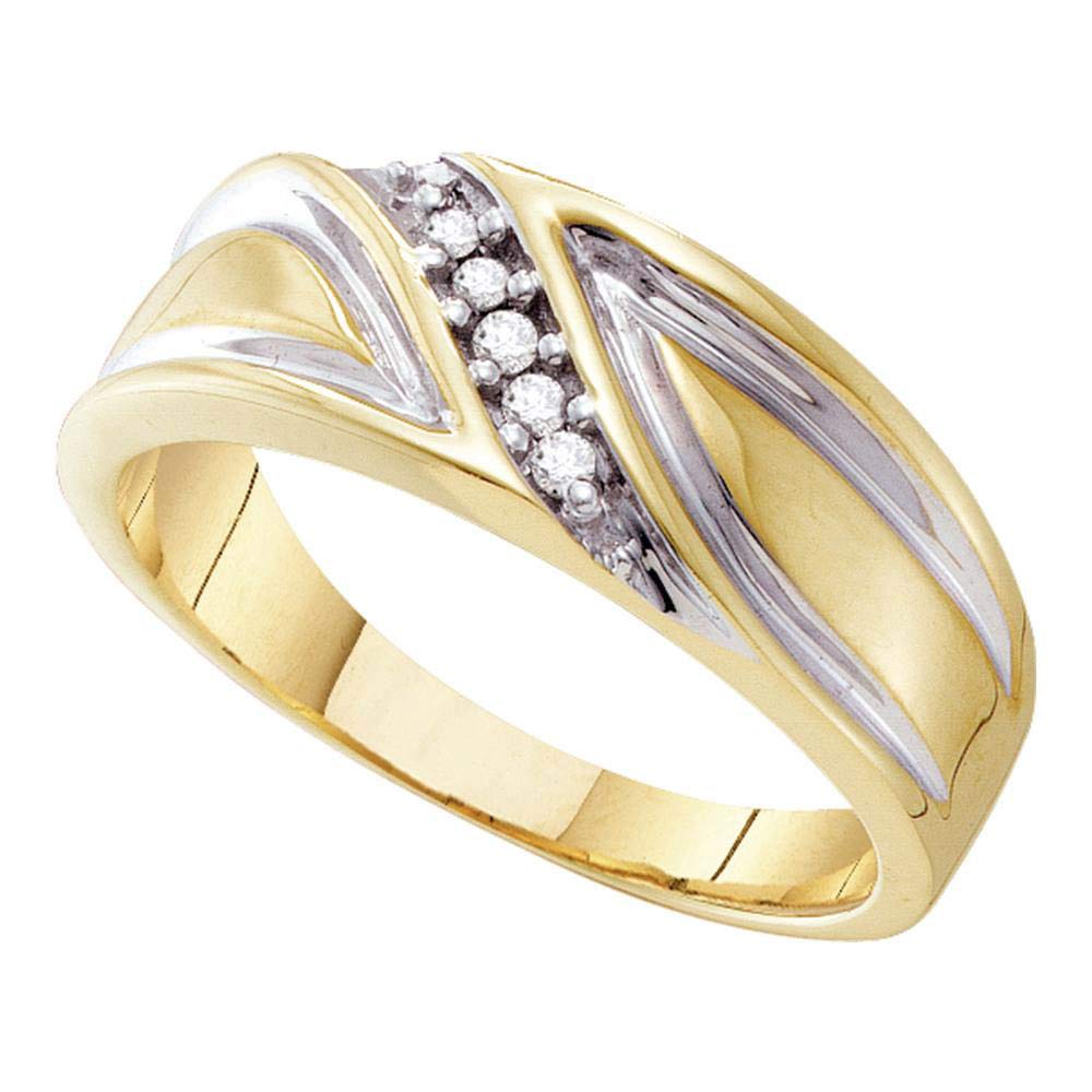 10kt Yellow Gold Men's Round Diamond Wedding Band Ring - 1/12 ctw Dazzlingrock Collection | Elegant & Timeless Gift for Engagement, Anniversary & Special Occasions