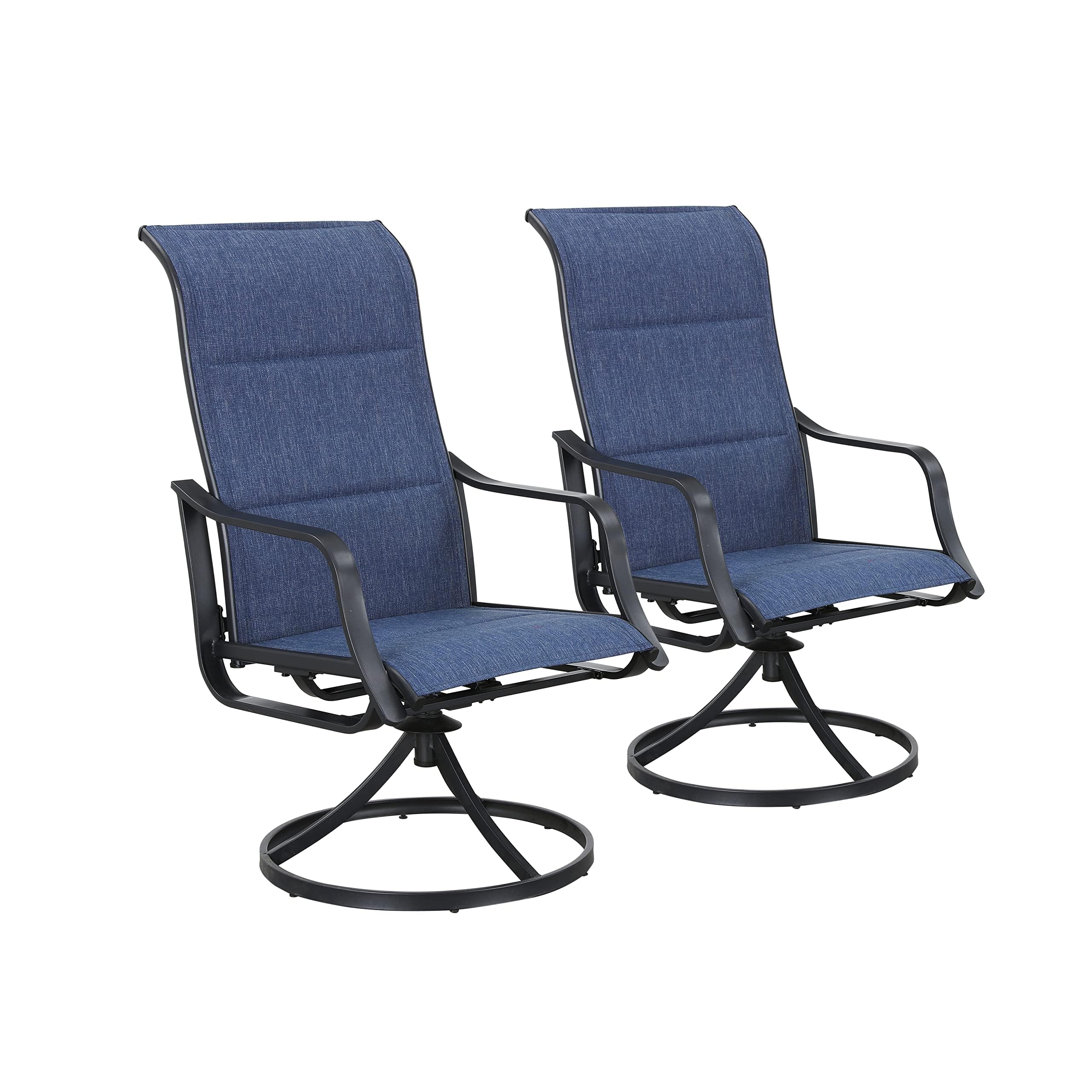 LOKATSE HOME Outdoor Patio Swivel Dining Chairs Set of 2 - All Weather Textilene Fabric Sling Chairs with Durable Frame, Blue - Perfect for Backyard, Poolside & Garden Relaxation