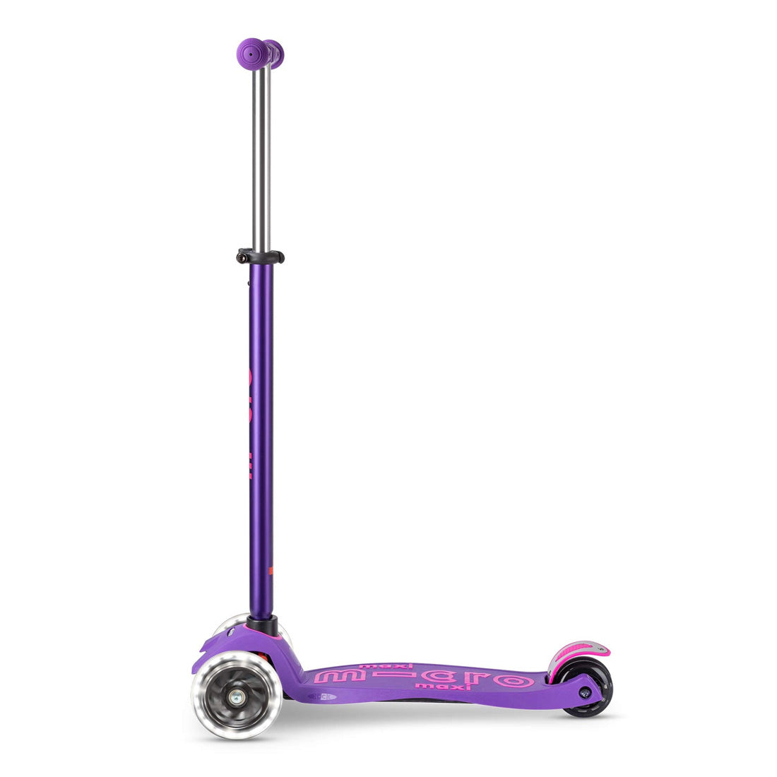 Micro Maxi Deluxe 3 Wheel LED Scooter for Kids - Purple Light Up Kick Scooter for Boys & Girls Ages 5-12 | Outdoor Play, Commuting to School, Neighborhood Fun