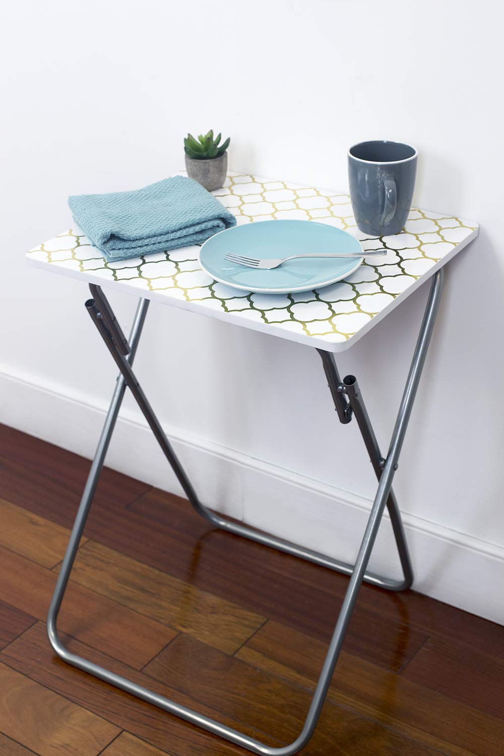 Gold Foldable TV Tray - Multi-Purpose Laptop Desk & Bedside Table for Snacks & Drinks
