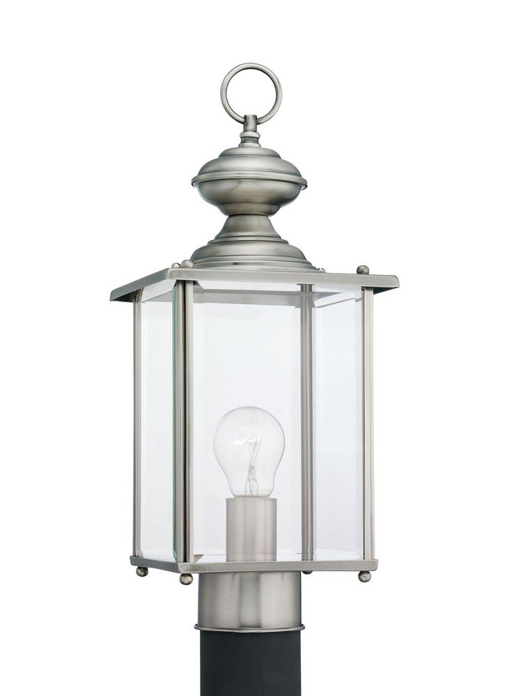 Generation Lighting 8257-965 Jamestowne Outdoor Post Lantern - Antique Brushed Nickel Exterior Light Fixture for Porch, Garden & Pathway Lighting - Weather Resistant Outdoor Post Light for Home & Commercial Use